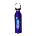 Botella metálica azul con diseño Argentina 2026 y tapa con asa