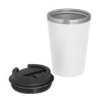 Mug blanco de acero inoxidable con tapa deslizante