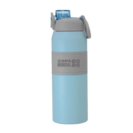 Botella térmica push celeste 840 ml de acero inoxidable con sorbete