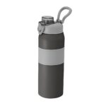 Botella gris con tapa flip-top y asa plegable para transporte
