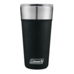 Vaso térmico Coleman Brew negro con tapa transparente y borde de acero