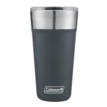 Vaso térmico Coleman Brew gris mate con tapa transparente y borde de acero