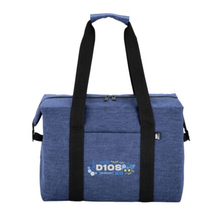 Bolso deportivo azul con diseño D10S y detalles en blanco y amarillo