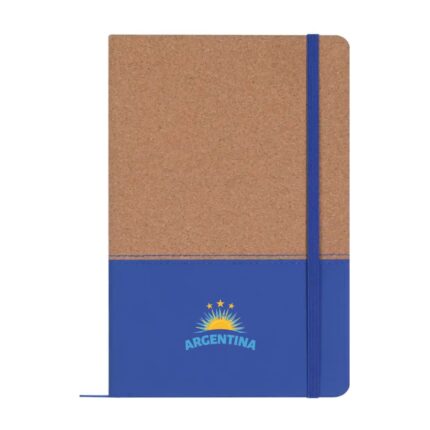 Cuaderno con tapa de corcho y diseño Argentina con sol y tres estrellas