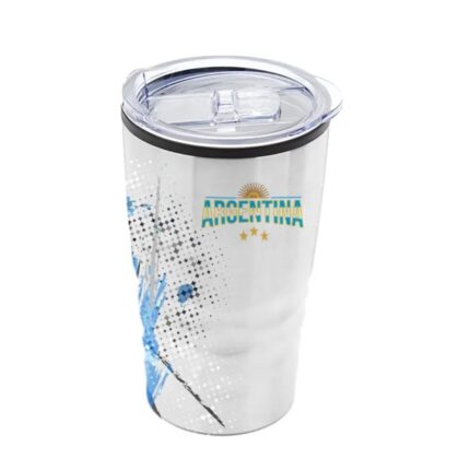 Vaso térmico metálico con diseño Argentina, sol y tres estrellas