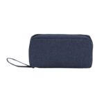 Bolsito azul marino rectangular con cierre superior y correa lateral