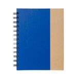 Cuaderno anillado con tapa azul y beige y espiral negro