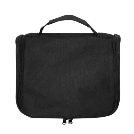 Bolsito negro rectangular con cierre y manija superior
