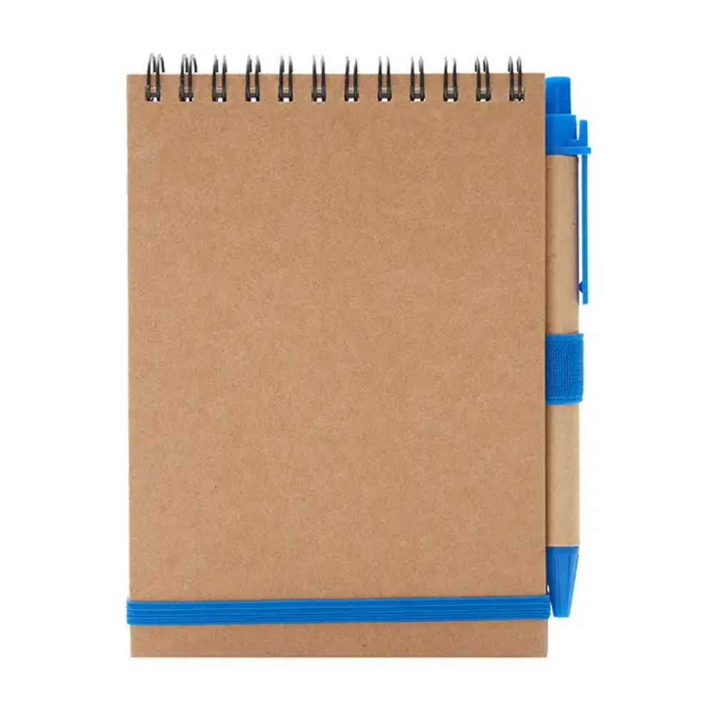 Cuaderno Eco1 A6 espiralado Cuaderno Eco1 espiralado A6 con tapa kraft y bolígrafo ecológico incluido