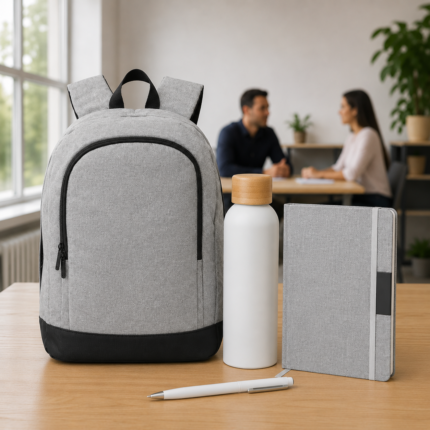 Kit Signature de onboarding con mochila, botella térmica, libreta y bolígrafos personalizables