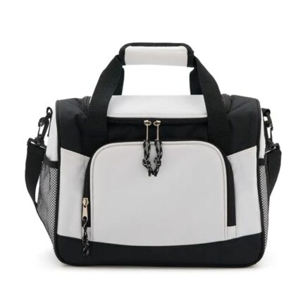 Cooler bag corporativo Antartica rectangular de poliéster con asa doble y correa bandolera
